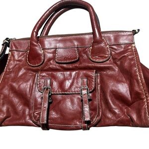 Vintage Chloe red leather Edith satchel bag